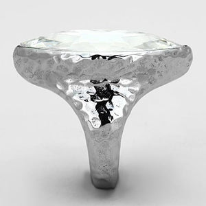 TK1368 - Stainless Steel Ring IP rhodium (PVD) Women Top Grade Crystal Clear