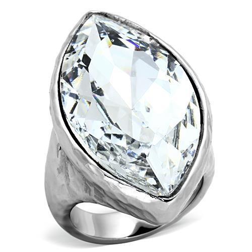TK1368 - Stainless Steel Ring IP rhodium (PVD) Women Top Grade Crystal Clear