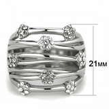 TK1372 - Stainless Steel Ring High polished (no plating) Women Top Grade Crystal Clear