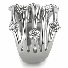 TK1372 - Stainless Steel Ring High polished (no plating) Women Top Grade Crystal Clear