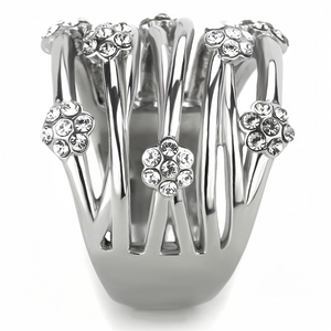 TK1372 - Stainless Steel Ring High polished (no plating) Women Top Grade Crystal Clear