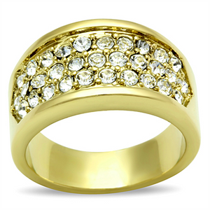 TK1385 - Stainless Steel Ring IP Gold(Ion Plating) Women Top Grade Crystal Clear