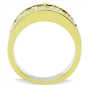 TK1385 - Stainless Steel Ring IP Gold(Ion Plating) Women Top Grade Crystal Clear