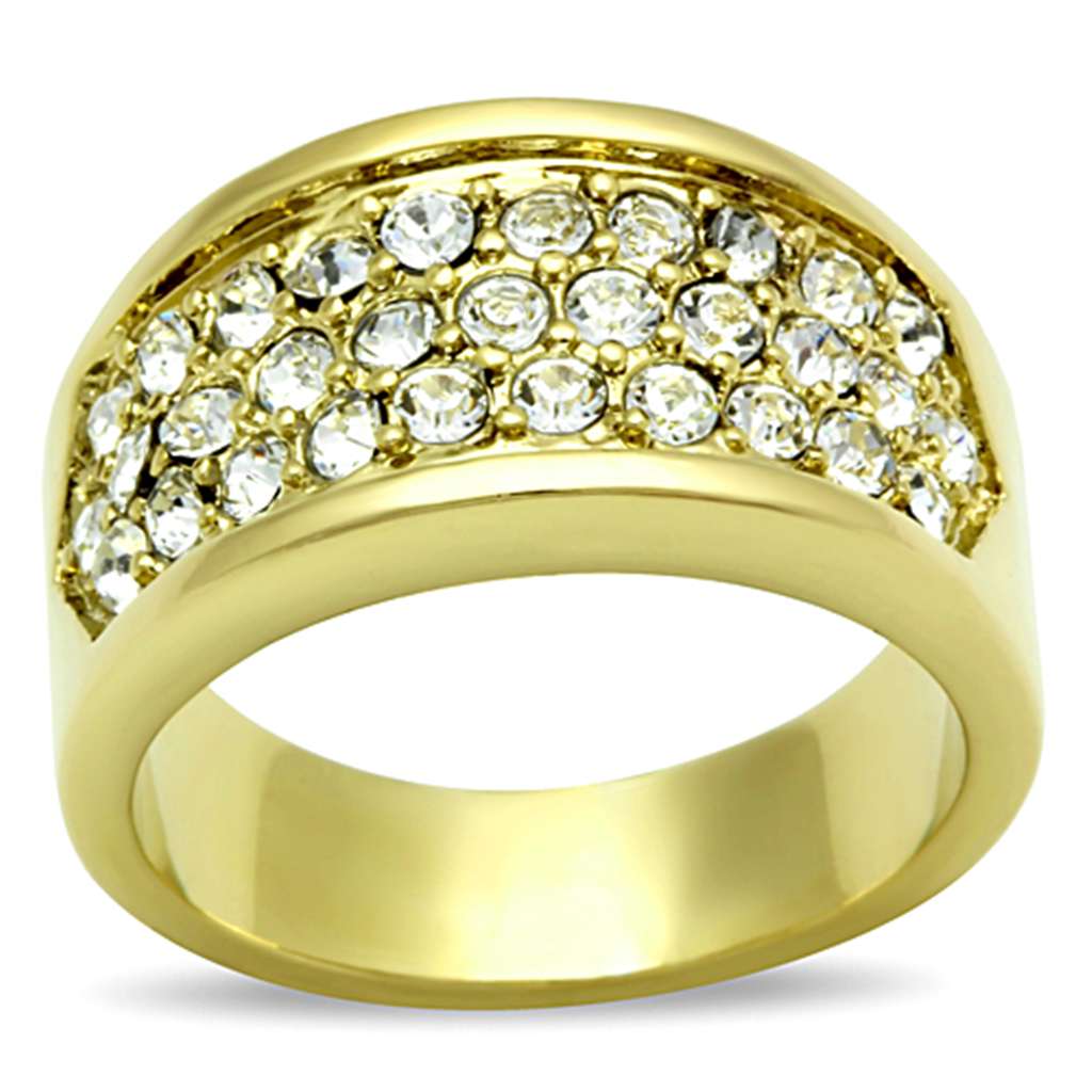 TK1385 - Stainless Steel Ring IP Gold(Ion Plating) Women Top Grade Crystal Clear