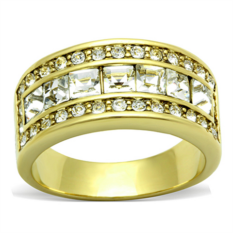 TK1386 - Stainless Steel Ring IP Gold(Ion Plating) Women Top Grade Crystal Clear