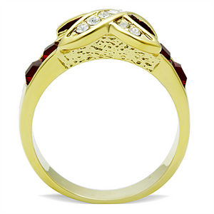 TK1388 - Stainless Steel Ring IP Gold(Ion Plating) Women Top Grade Crystal Siam