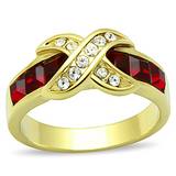 TK1388 - Stainless Steel Ring IP Gold(Ion Plating) Women Top Grade Crystal Siam