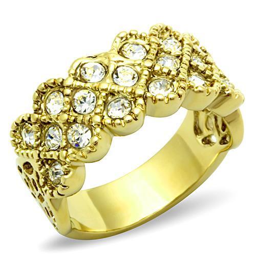 TK1394 - Stainless Steel Ring IP Gold(Ion Plating) Women Top Grade Crystal Clear