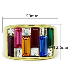 TK1397 - Stainless Steel Ring IP Gold(Ion Plating) Women Top Grade Crystal Multi Color