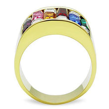 TK1397 - Stainless Steel Ring IP Gold(Ion Plating) Women Top Grade Crystal Multi Color