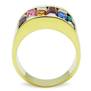 TK1397 - Stainless Steel Ring IP Gold(Ion Plating) Women Top Grade Crystal Multi Color