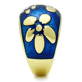 TK1399 - IP Gold(Ion Plating) Stainless Steel Ring with Epoxy  in Capri Blue