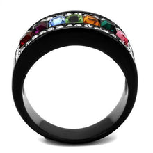 TK1402J - Stainless Steel Ring IP Black(Ion Plating) Women Top Grade Crystal Multi Color