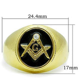 TK1403 - Stainless Steel Ring IP Gold(Ion Plating) Men Top Grade Crystal Clear