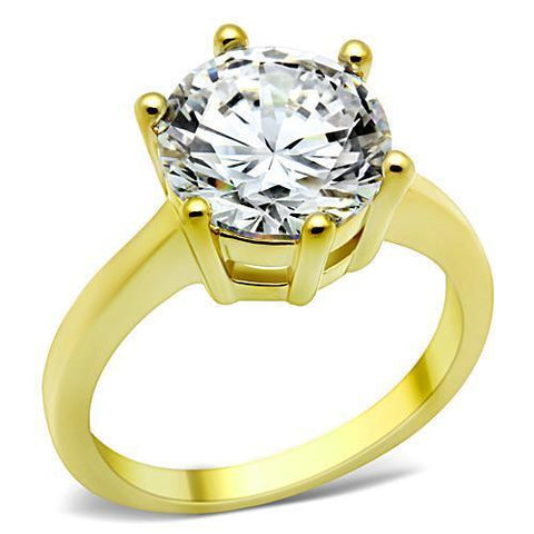TK1407 - Stainless Steel Ring IP Gold(Ion Plating) Women AAA Grade CZ Clear