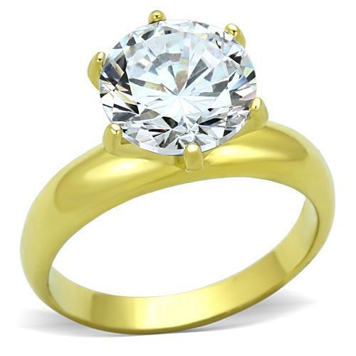 TK1408 - Stainless Steel Ring IP Gold(Ion Plating) Women AAA Grade CZ Clear