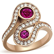TK1413 - Stainless Steel Ring IP Rose Gold(Ion Plating) Women Top Grade Crystal Fuchsia