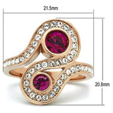 TK1413 - Stainless Steel Ring IP Rose Gold(Ion Plating) Women Top Grade Crystal Fuchsia