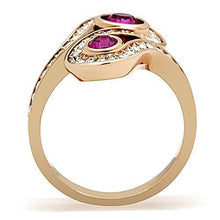 TK1413 - Stainless Steel Ring IP Rose Gold(Ion Plating) Women Top Grade Crystal Fuchsia