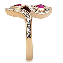 TK1413 - Stainless Steel Ring IP Rose Gold(Ion Plating) Women Top Grade Crystal Fuchsia