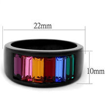 TK1415J - Stainless Steel Ring IP Black(Ion Plating) Women Top Grade Crystal Multi Color