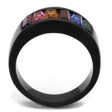 TK1415J - Stainless Steel Ring IP Black(Ion Plating) Women Top Grade Crystal Multi Color
