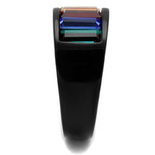 TK1415J - Stainless Steel Ring IP Black(Ion Plating) Women Top Grade Crystal Multi Color
