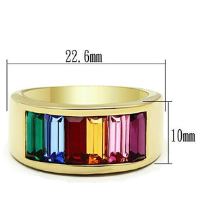 TK1415 - Stainless Steel Ring IP Gold(Ion Plating) Women Top Grade Crystal Multi Color