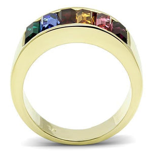 TK1415 - Stainless Steel Ring IP Gold(Ion Plating) Women Top Grade Crystal Multi Color