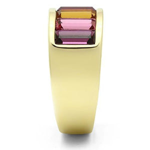 TK1415 - Stainless Steel Ring IP Gold(Ion Plating) Women Top Grade Crystal Multi Color