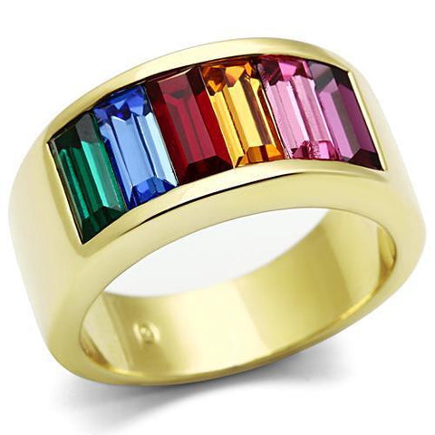 TK1415 - Stainless Steel Ring IP Gold(Ion Plating) Women Top Grade Crystal Multi Color