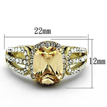 TK1418 - Stainless Steel Ring IP Gold(Ion Plating) Women AAA Grade CZ Champagne