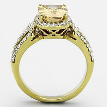 TK1418 - Stainless Steel Ring IP Gold(Ion Plating) Women AAA Grade CZ Champagne