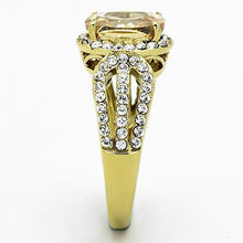TK1418 - Stainless Steel Ring IP Gold(Ion Plating) Women AAA Grade CZ Champagne