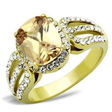TK1418 - Stainless Steel Ring IP Gold(Ion Plating) Women AAA Grade CZ Champagne