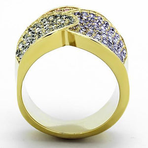 TK1420 - Stainless Steel Ring IP Gold(Ion Plating) Women Top Grade Crystal Multi Color