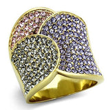 TK1420 - Stainless Steel Ring IP Gold(Ion Plating) Women Top Grade Crystal Multi Color