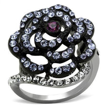 TK1422 - Stainless Steel Ring Two-Tone IP Black Women Top Grade Crystal Amethyst