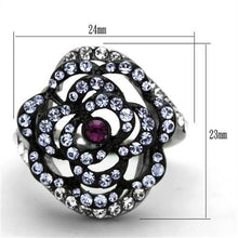 TK1422 - Stainless Steel Ring Two-Tone IP Black Women Top Grade Crystal Amethyst