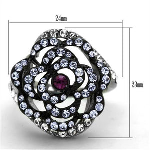 TK1422 - Stainless Steel Ring Two-Tone IP Black Women Top Grade Crystal Amethyst