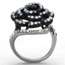 TK1422 - Stainless Steel Ring Two-Tone IP Black Women Top Grade Crystal Amethyst