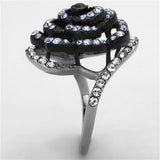 TK1422 - Stainless Steel Ring Two-Tone IP Black Women Top Grade Crystal Amethyst