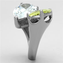 TK1424 - High polished (no plating) Stainless Steel Ring with AAA Grade CZ  in Apple Green color