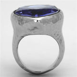 TK1426 - Stainless Steel Ring High polished (no plating) Women Top Grade Crystal Tanzanite