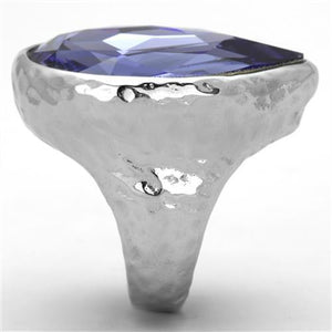 TK1426 - Stainless Steel Ring High polished (no plating) Women Top Grade Crystal Tanzanite