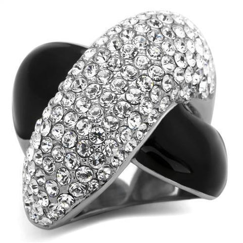 TK1427 - Stainless Steel Ring High polished (no plating) Women Top Grade Crystal Clear