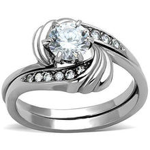 TK1429 - Stainless Steel Ring High polished (no plating) Women AAA Grade CZ Clear