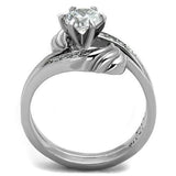 TK1429 - Stainless Steel Ring High polished (no plating) Women AAA Grade CZ Clear