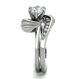 TK1429 - Stainless Steel Ring High polished (no plating) Women AAA Grade CZ Clear