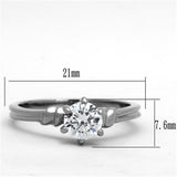 TK1431 - Stainless Steel Ring High polished (no plating) Women AAA Grade CZ Clear